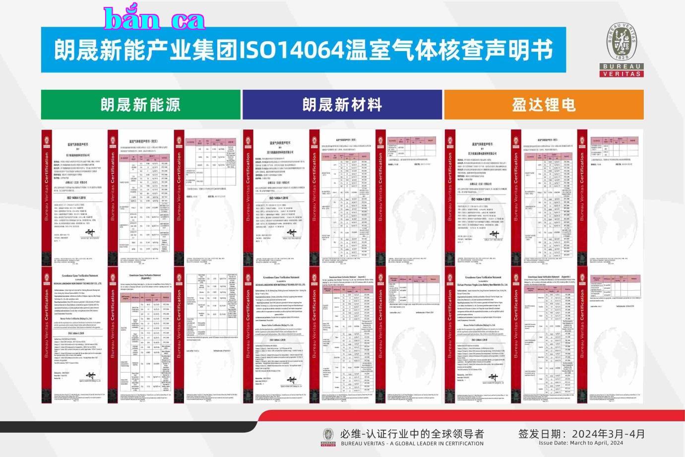 Tuyên bố xác minh khí nhà kính ISO14064 của Tập đoàn Năng lượng Langsheng